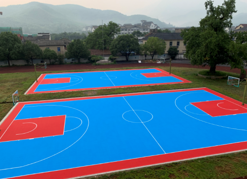 Basketball court suspended assembled floor